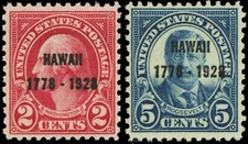 Scott 647-648 1928 Set of Two Mint NH Discovery of Hawaii Postage Stamps 