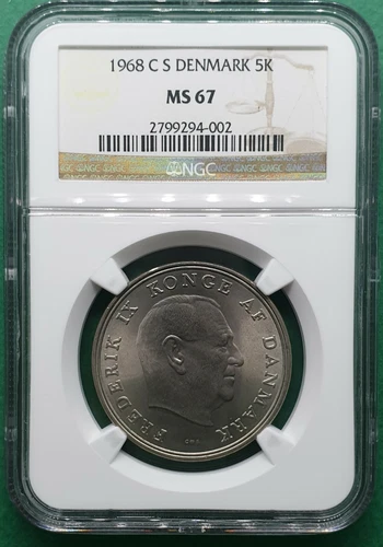 1968 C S DENMARK 5 KRONER  NGC MS 67 "TOP POP 1"