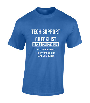 TECHNISCHER SUPPORT CHECKLISTE HERREN T-SHIRT LUSTIG PC IT PROGRAMMIERER WITZ NEU SPIELER GESCHENK