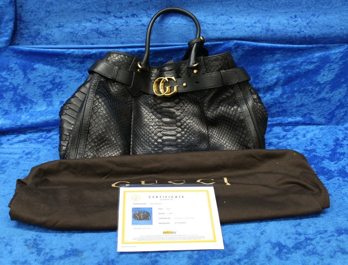 GUCCI Python Large GG Running Tote Black Python With Smooth