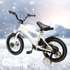 14" White Bike Boys & Girls Bicycle with Training Wheels For 3/4/5/6 Years Old