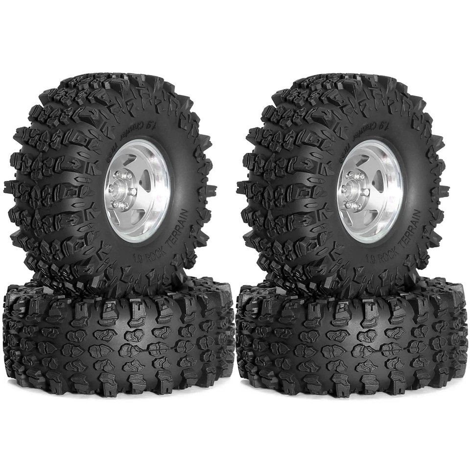 4PCS 118mm 1.9" Tires & 12mm Hex Wheels Rim Set for 1/10 RC Rock Crawler SCX10 - Image 4 of 4