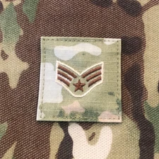 Air Force 7 Color OCP Rank with hook - Senior Airman (SrA/E4) - 2 pack