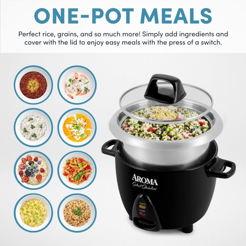 Housewares Select Stainless Rice Cooker & Warmer with Uncoated Inner Pot 3-Cu... - Picture 2 of 7