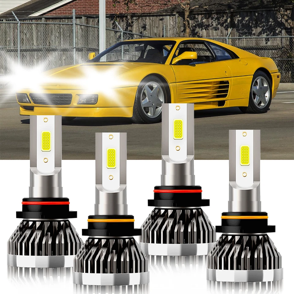 Faros LED blancos de haz alto bajo 9005 9006 para Ferrari 348 TS 1989-1992 Foto 2 de 4