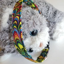 "Swirls of Colors Chaos" Cotton Fabric Cat Collar, Handmade