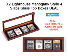 Lighthouse 4 SLABS Glass Top Mahogany Box Presentation Display
