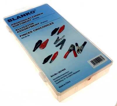 BLANKO ✅Krokodilklemmen Set 28 Teile Batterieklemmen Sortimentsbox Abgreiffklemmen