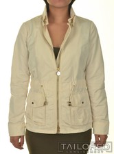 Fay Solid Ivory Polyester Zip Up Womens Jacket Coat - Xs