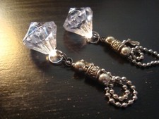 Pair of Ceiling Fan, Light, or Lamp Pull Chains Faceted Acrylic Crystal Design
