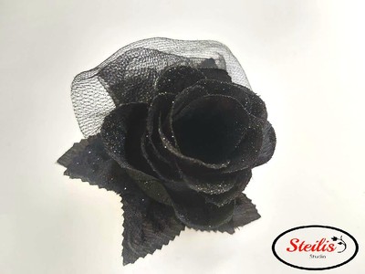 Black Rose Flower Hair Wedding Party Clips Bridesmaid Fascinator