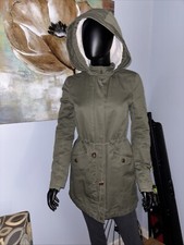 H M Divided Olive Green Hooded Spring Fall Lined Jacket Small