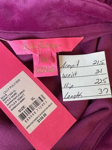 Lilly Pulitzer Velvet Skipper Ruffle Dress Sz XL Fuschia Retro Glam Maximalist - Picture 2 of 10