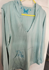 ALS size 16 ladies blue hoodie - long sleeves front pockets cotton