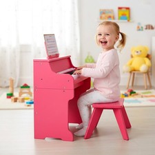 25 Keys Digital Piano w/Music Stand Stool Lighted Keys Teaching Mode for 3 Kids
