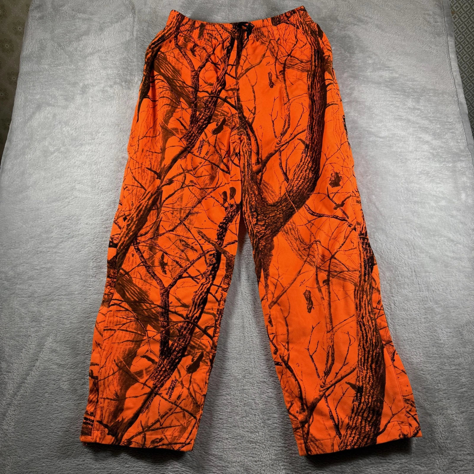 LL Bean Pants Mens XLT Orange Fleece Realtree Hardwoods Camo Hunting Snow Hiking