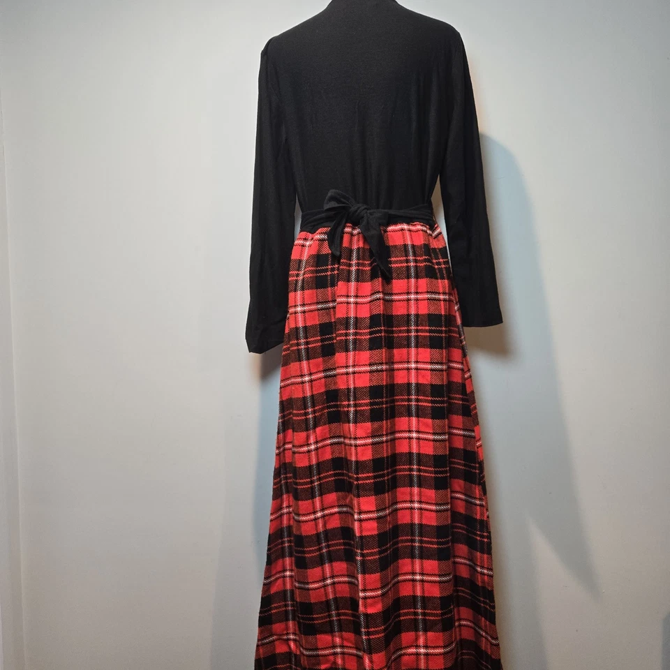 Maxi vestido largo para mujer Sears vintage a cuadros negro y rojo Foto 2 de 4