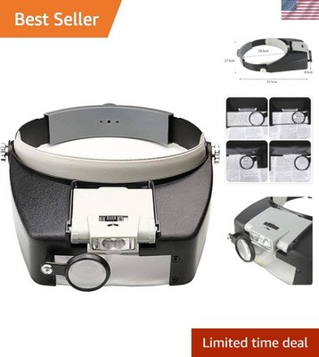 Adjustable LED Head Magnifier 10X with Multi-Magnification for Detailed Work