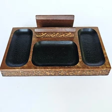 Vintage Swank Wooden Mens Valet MCM 1960's Dresser Organizer Desk Tray 1433