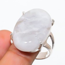 Natural Moonstone Gemstone 925 Sterling Silver Jewelry Ring Size 9 US