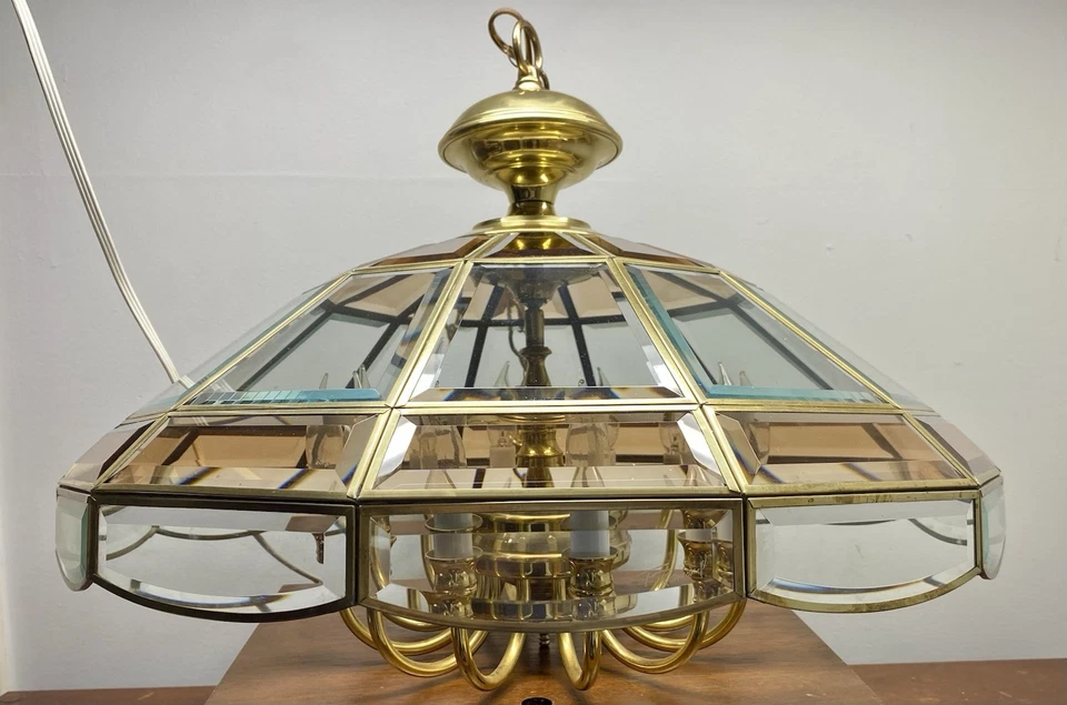 Candelabro vintage Fredrick Ramond assinado década de 1980 vidro chanfrado 12 luzes ESTADO PERFEITO RARO - Imagem 3 de 4