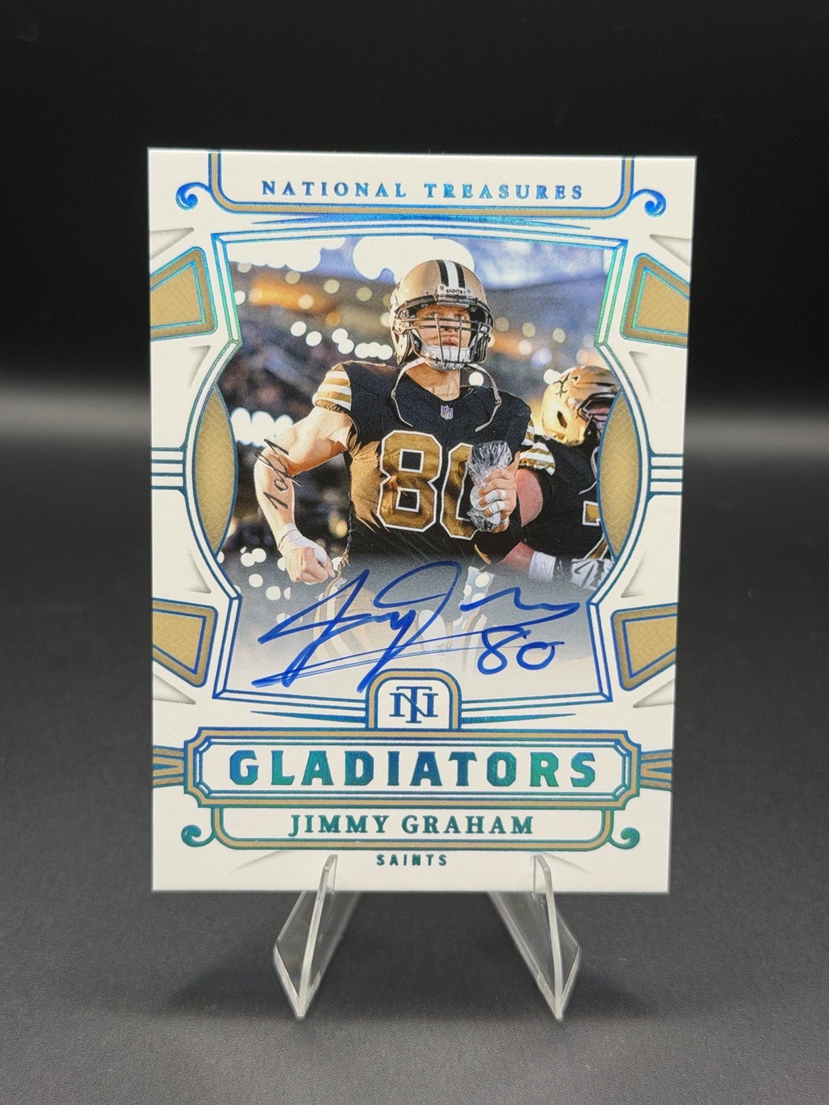 2024 National Treasures Gladiators Auto 1/1 Jimmy Graham New Orleans Saints view 1