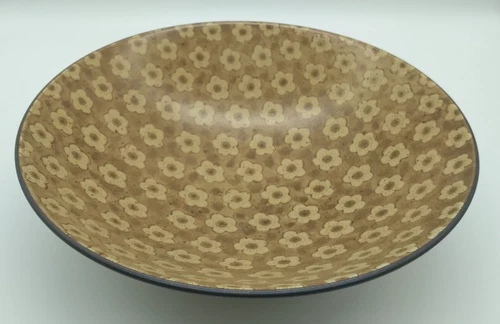 Sousaku Sound Collection 9.5" Round Footed Brown Floral Serving Bowl