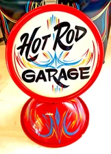 Vintage Hotrod Rat Rod SIGN pinstriped Hub cap Head light Garage Shop Art Decor