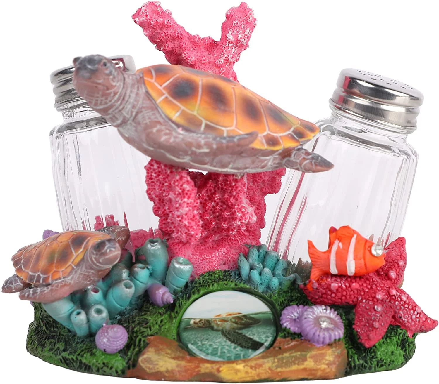 Salt and Pepper Shakers Colorful Coral and Sea Turtles Salt Shakers Set
