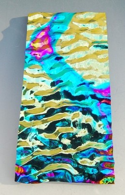 CBS Dichroic Glass coe 90 Cool Lava Granite on Black 2x4