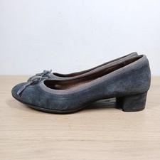 AGL Attilio Giusti Leombruni Gray Bow Round Toe Low Block Heel Ballet Pumps