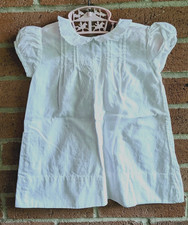 Antique Baptism Christening Embroidered Gown Baby Doll Dress Puff Sleeve Vintage