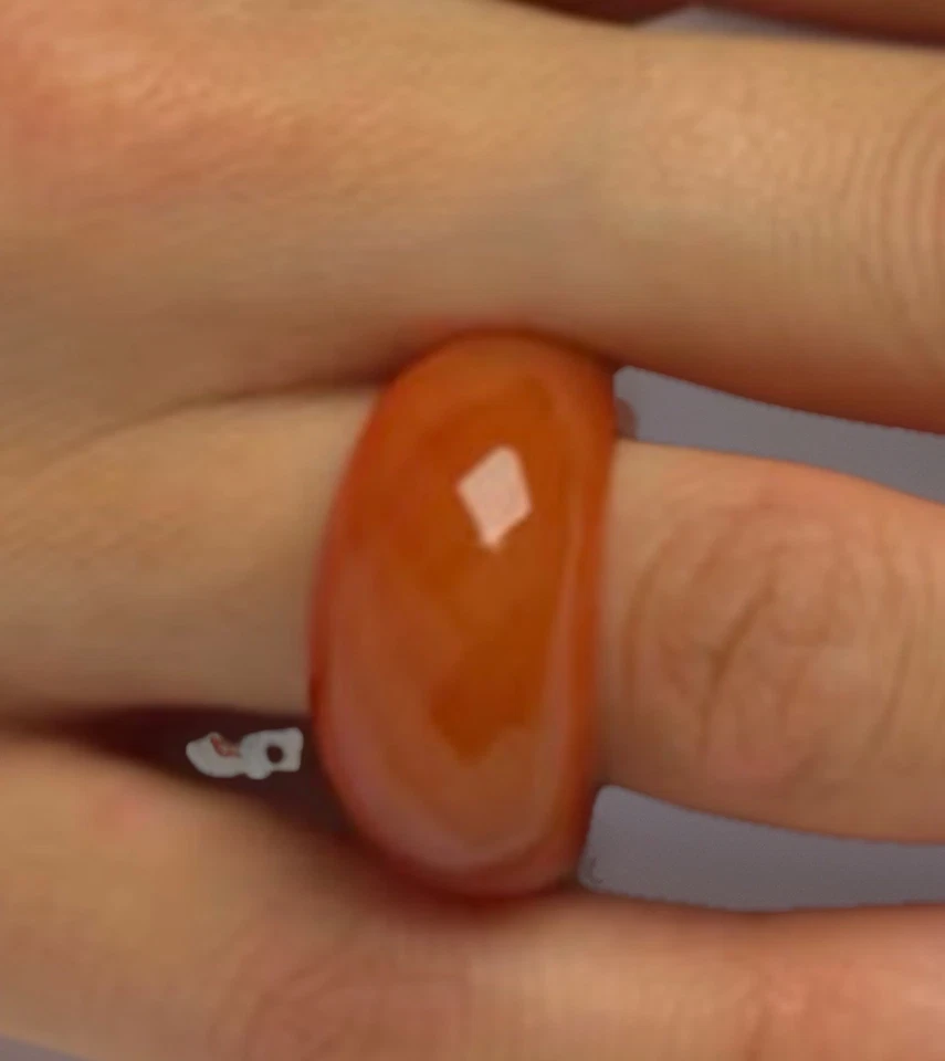 Anillo facetado liso tallado banda piedra cornalina naranja profundo talla 9, 20,6 G Foto 3 de 4