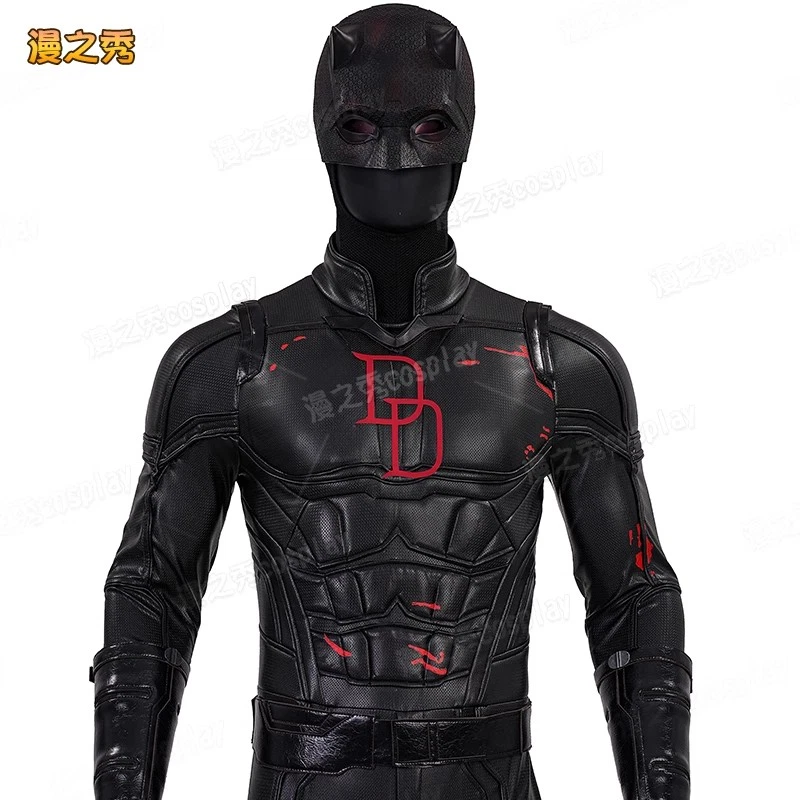 Anime Marvel Daredevil Costume Black Battle Suit Halloween Full Set Cosplay Man - Image 4 of 4