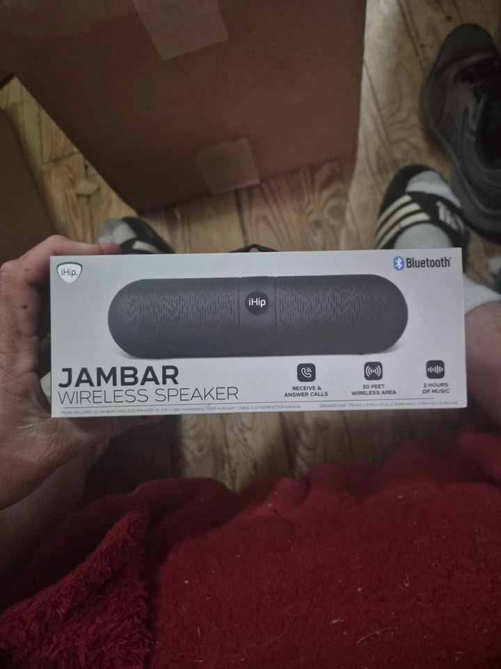 NUEVO iHip Altavoz Bluetooth Inalámbrico JAMBAR 30' Rango Azul USB Carga CABLE AUXILIAR Foto 2 de 4