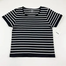 Elodie Women's Striped Shirt Black and White Size M/L NWT
