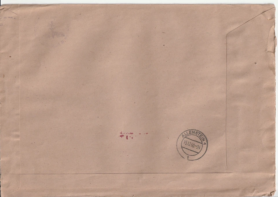 1941 Alemania Feldpost A Headquarters 6x9 cubierta sobre Hannover a Allenstein Foto 2 de 2