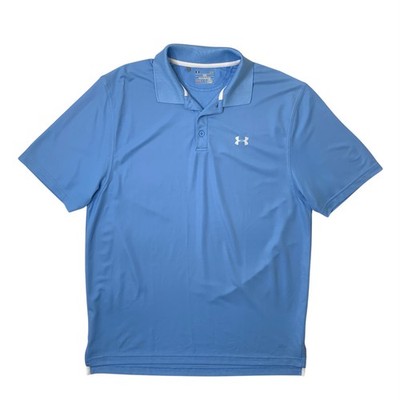 Under Armour Shirt Mens L Large Light Blue Loose HeatGear Droptail Hem Golf Polo