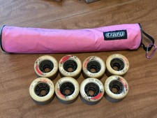 2 Sets Used RollerBones Day of the Dead 62mm 92A Speed/Derby Roller Skate Wheels