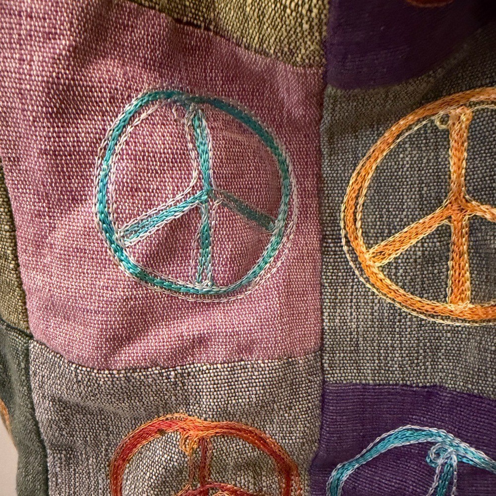 Boho Patchwork Peace Sign Hobo Bag Embroidered Hi… - image 6