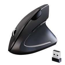 Wireless Ergonomic 2.4G USB Vertical Mouse Adjustable DPI Quiet Clicks Black