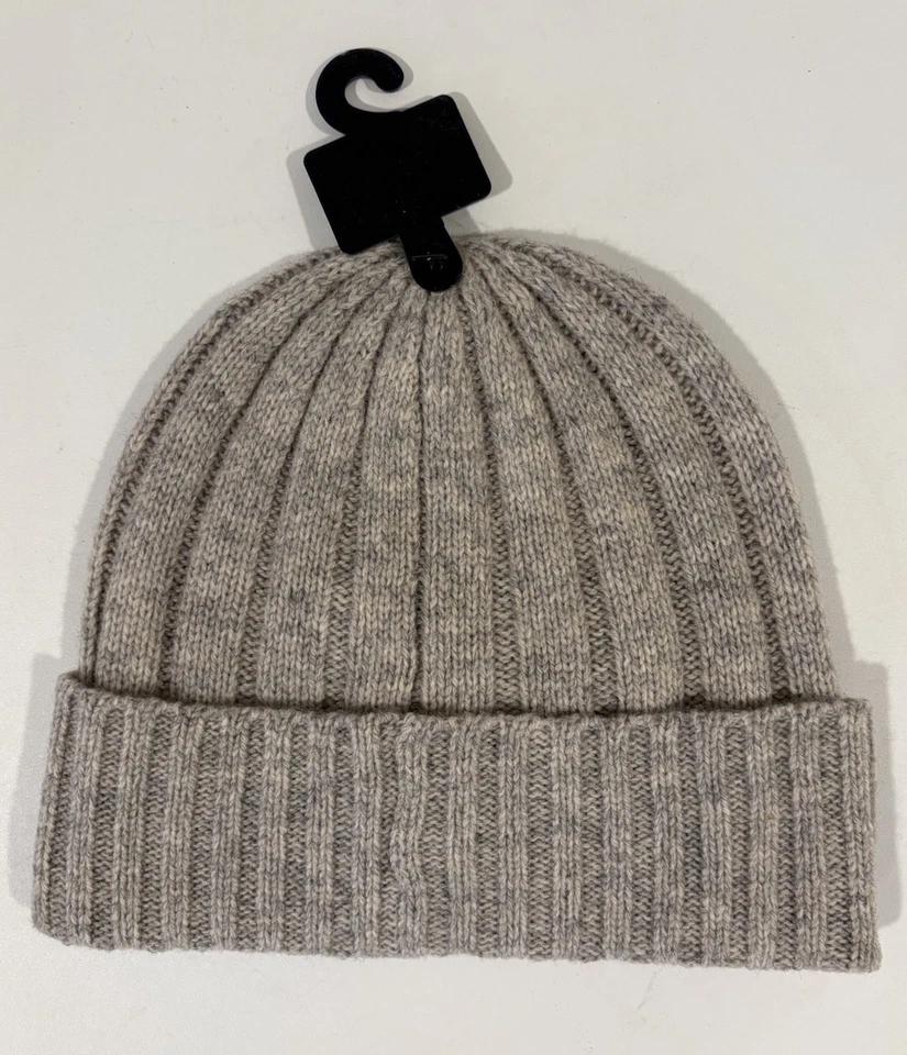 Polo Ralph Lauren Logo Pony Gray Wool Knit Cuffed Beanie Hat Cap Men’s OS NWT - Image 2 of 4