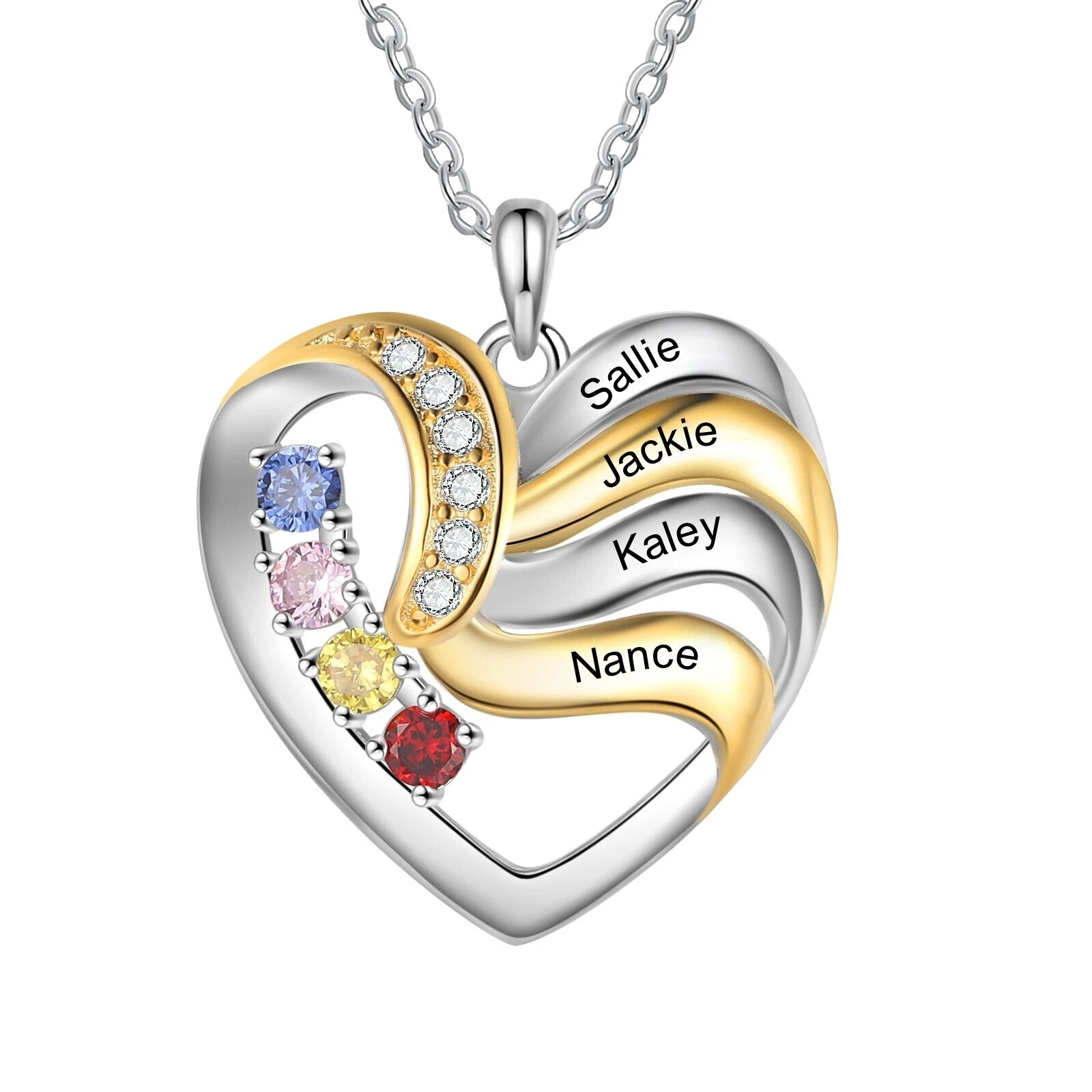 Cubic Zirconia rodio plateado Familia y Amigos Collares y colgantes De moda