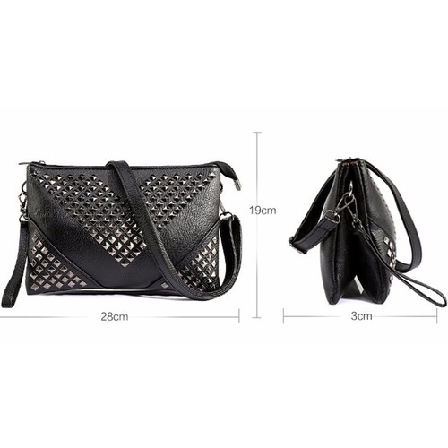 Black Stud Rivet Women Shoulder Bag - Picture 6 of 12