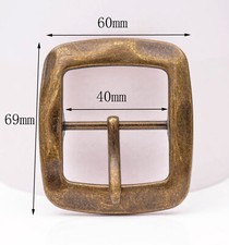 Vintage Brass Center Bar Belt Buckle for DIY Leathercraft Belt Fit 40mm Strap