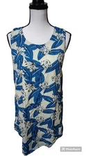 Elodie Dress Floral Sleeveless Blue White Lined Pullover Lightweight Mini Medium