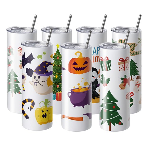 VEVOR 50Pack Straight Sublimation Tumblers Bulk Blank 20oz Stainless Steel White - Picture 9 of 12
