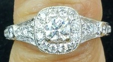 Round Cut 2.70Ct White Moissanite Halo Engagement Ring White Gold Finish Size 6