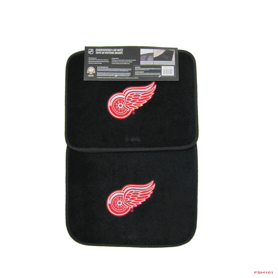 Nuevo NHL Detroit Red Wings Coche Camión Alfombrillas Delanteras Traseras Cubierta Volante Foto 3 de 4