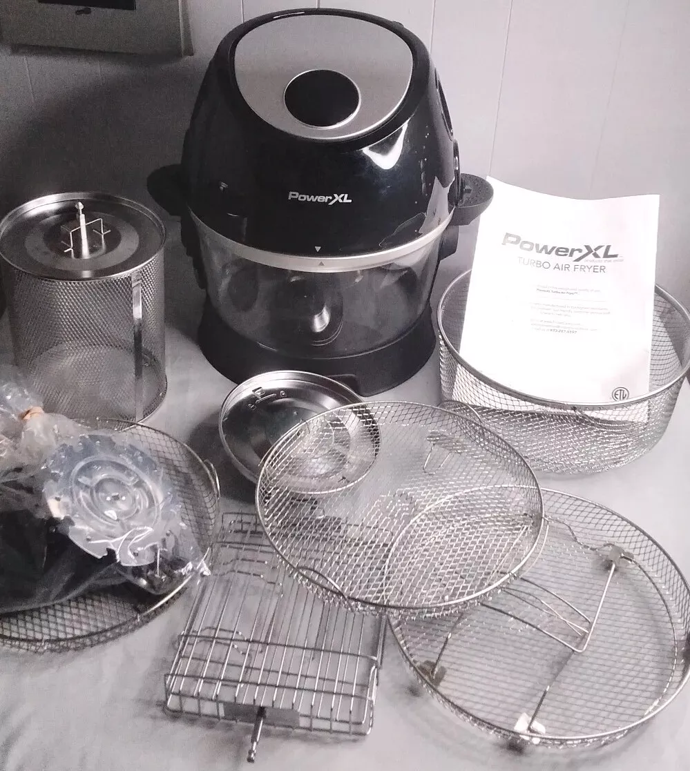 PowerXL Turbo Air Fryer XL 10QT Glass Bowl & Accessories CL-002 WORKS GREAT